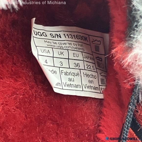 UGG COA Youth ''Plaid Punk Red'' Fluff Yeah Slide Slippers Size 4 - Picture 13 of 16